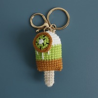Porte-clés en crochet fait main, motifs mini fruits (melon, kiwi, fruit du dragon, orange, fraise) et crème glacée