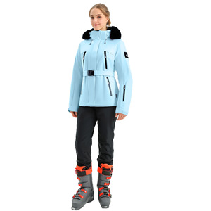 Combinaison de <span class=keywords><strong>ski</strong></span> pour femme, nouveau style, à capuche, fermeture éclair, imperméable, résistante à l'usure, coupe-vent, en fibre de polyester, doublure en graphène, pour l'extérieur - Product Image 2