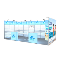 Stand d'exposition modulaire 10x20 pieds avec panneaux rainurés, portable, pour salle de stockage et stand de salon professionnel