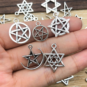 Pendentif étoile rétro artistique à cinq ou six branches, accessoires de bijoux DIY pour colliers, bracelets, composants et apprêts - Product Image 2