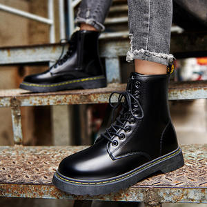 Livraison gratuite, chaussures de sport pour hommes à tige haute, <span class=keywords><strong>bottes</strong></span> en cuir PU noir, décontractées, antidérapantes, à lacets, haute élasticité, pour - Product Image 3