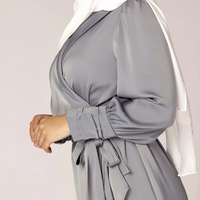 Vente en gros de robes élégantes pour femmes musulmanes africaines, islamiques, de Dubaï, de Turquie, en satin, hijab, abaya, manches longues, volants, soie, modestes
