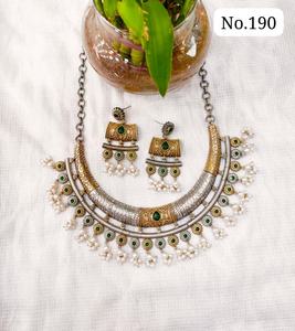 Elegante antiguo chapado en oro gargantilla collar conjunto joyería nupcial Mujer y Niña moda tradicional al por mayor - Product Image 6