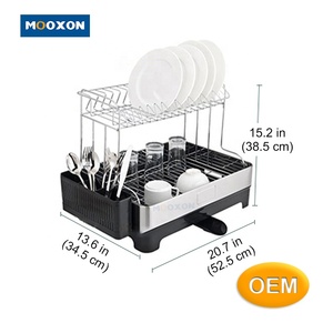 Rack Plate Storage Holders Racks Amazon 2 Tier Large Kitchen Counter Rack Drainboard Set 304 Stainless Steel Drainer Bowl Plate Utensil Holder Dish Drying Rack