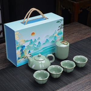 New <b>Ceramic</b> Tea Set National Trend Gift Box for Company Annual Meeting with Logo Printing - Product Image 2