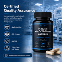 Service de production OEM de capsules naturelles à base de plantes pour hommes, 60 capsules pour les besoins quotidiens en suppléments nutritionnels pour hommes adultes