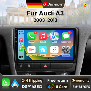 Radio para Auto Junsun con Pantalla Táctil, Carplay Inalámbrico, Android Auto, para <span class=keywords><strong>Audi</strong></span> <span class=keywords><strong>A3</strong></span> 8P 2003-2013, Reproductor de DVD, Unidad Principal con Ventilador - Product Image 1