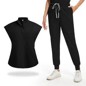 Uniformes Médicos con Cuello Alto, <span class=keywords><strong>Tallas</strong></span> Grandes, Elásticos, para Doctores, Enfermeras, Personal de Salón de Belleza y SPA, Conjunto de Ropa de Trabajo al por Mayor - Product Image 1