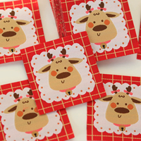 Étiquette tissée personnalisée de renne de Noël, patch de renne festif pour col de vêtement, idéale pour les pulls
