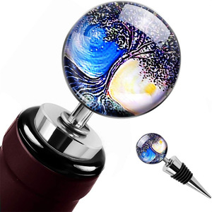 New cross-border style <b>tree</b>-shaped wine stopper, sealing zinc alloy beverage bottle stopper, can be printed with <b>crystal</b> - Product Image 3