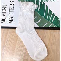 Chaussettes Lolita en coton à motif cœur, style japonais, avec dentelle à volants, mi-mollet, absorbantes pour l'automne
