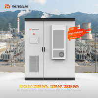Système de stockage d'énergie industriel et commercial extérieur avec batterie au lithium 100 kW 215 kWh 125 kW 253 kWh et onduleur hybride
