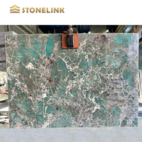 Décoration de villa dalle verte amazonite naturelle polie de luxe mur de pierre granit turquoise rétroéclairé marbre vert amazonite