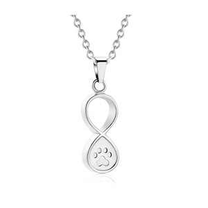 Perhiasan Kremasi Hewan Peliharaan Anti Air dari Baja Titanium untuk Abu, Dilengkapi Liontin Kenangan Jejak Kaki Infinity, Kalung Kenang-kenangan - Product Image 5