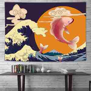Tapiz de pared Ukiyo-e de estilo INS moderno, estilo japonés tradicional, decorativo para habitación, mesita de noche, decoración artística para pared del hogar - Product Image 3
