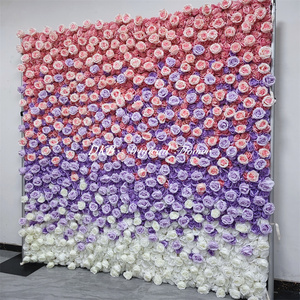 Flores Artificiales Rosas y Moradas, Telones de Fondo para Baby Shower de 8 pies x 8 pies, Pared de Flores Enrollable, Decoración de Fondo para Eventos - Product Image 5