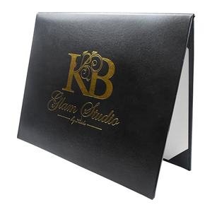 Carpeta A4 con Logotipo Personalizado en Dorado, Porta Diplomas <span class=keywords><strong>de</strong></span> Cuero Negro para Graduación - Product Image 4