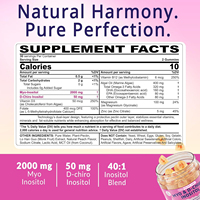 Gummies Myo-Inositol & D-Chiro Inositol avec Oméga 3, MTHF Folate, Vitamine Magnésium & Zinc pour la Santé Ovarienne et l'Équilibre Hormonal
