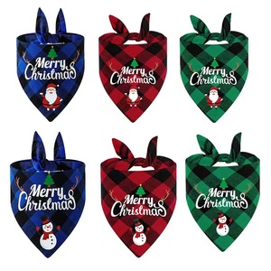 Yisi Christmas Pet Triangular Bib Printed Lattice Dog Cat Scarf Winter <b>Neck</b> <b>Warmer</b> - Product Image 1