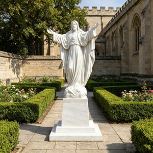 Escultura Religiosa de Jesús y Ovejas en Mármol Blanco de Tamaño Real para Jardín, Iglesia y Decoración Cristiana del Hogar - Product Image 4