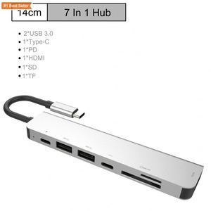 Jumon Tùy Chỉnh 7 Trong 1 USB Loại C Dock Hub Đa Chức Năng 4K Thunderbolt Ethernet Docking Với USB C SD Reader USB 3.0 Giao Diện - Product Image 6