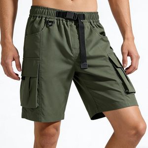 Men's Lightweight Cargo Shorts <b>Elastic</b> Waist Adjustable <b>Belt</b> Summer Casual Outdoor Wear Oxford Fabric - Product Image 4