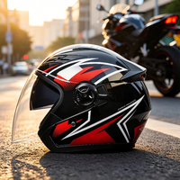 Nouveau casque de moto modulaire ABS demi-face, vente en gros d'usine, certifié DOT, double visière, feu arrière LED, absorption des chocs