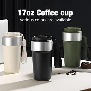 Taza de Bebida Personalizada con Logotipo, 17 oz, Color Marrón, con Tapa Hermética, Taza de Té de Metal 304 para Deportes, Taza de Café de Viaje de 500 ml para Grabado Láser - Product Image 3