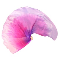 Drapeaux en soie Nayaking Ailes d'Ange avec tiges, bannière en soie translucide semi-circulaire peinte à la main, légère et fluide comme des plumes