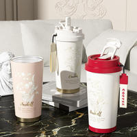 Gobelet à café isotherme à double paroi en acier inoxydable 304 Lily Valley, écologique, sans BPA, avec affichage de la température et infuseur à thé
