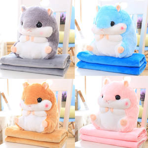 Niedliche Tier weiche 2 in 1 Reise decke und Kissen Set Plüsch Hamster Decke für Kinder Erwachsene Home Decor - Product Image 3