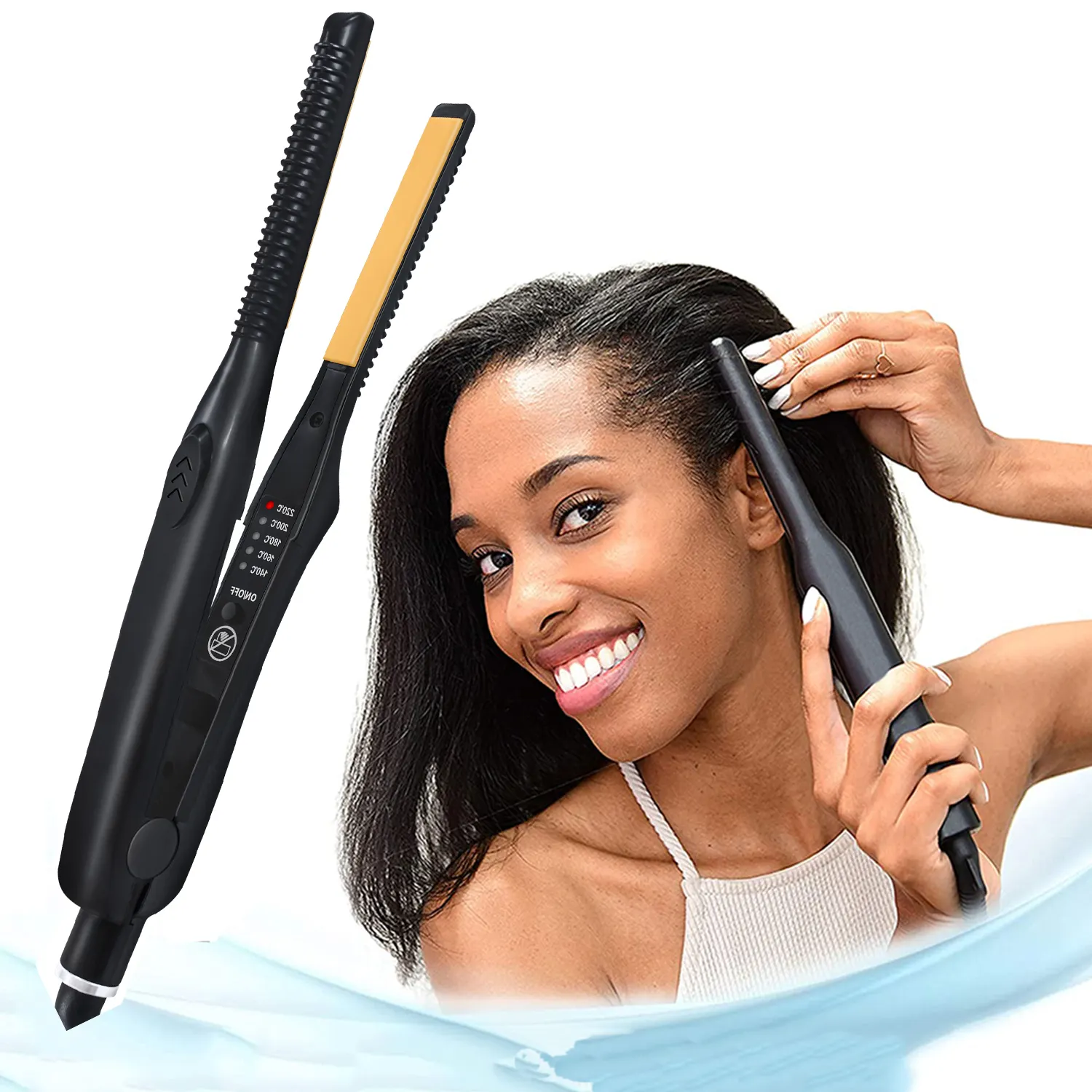 intelligent electrical hair curling wand mini portable crimper flat iron hair straightener and curler 2 in 1