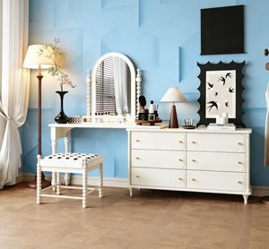 Ensemble de coiffeuse moderne et durable tout-en-un pour chambre à coucher <span class=keywords><strong>avec</strong></span> <span class=keywords><strong>commode</strong></span>, miroir décoratif et <span class=keywords><strong>bureau</strong></span> de maquillage - Product Image 4