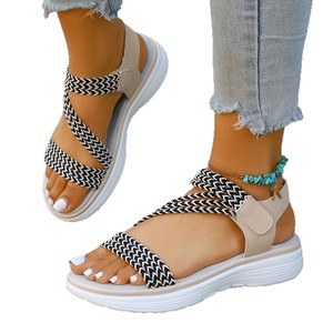 Sandales plates à plateforme pour femmes, style sportif et tendance, à bout ouvert, en PU, semelle extérieure en EVA, fermeture à boucle - Product Image 5