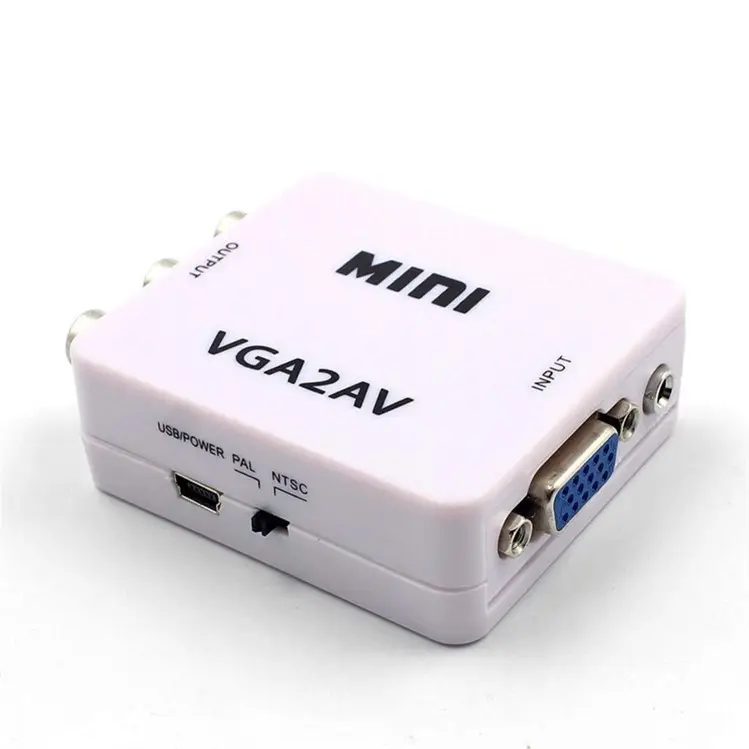 โดยอัตโนมัติและแปลง1080P VGA2AV แปลงอะแดปเตอร์ VGA To AV RCA Converter