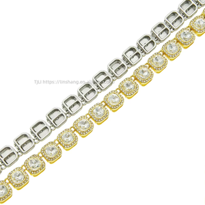Square Rhinestone New Full Buckle Hip-hop Necklace Men's and Women's Jewelry Tanjing Fashion Lijing Necklace - Product Image 5