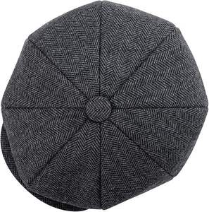 Boina Elegante y Cómoda Estilo Inglés, Gorra Plana de Lana de Alta Calidad, Gorra de Hombre de Negocios, Gorro de Tweed con Espiga - Product Image 5