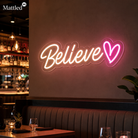 Enseigne néon « Believe Love », lumière LED néon alimentée par USB 5V, boîte à piles, décoration murale pour chambre à coucher, chambre de couple, décoration intérieure
