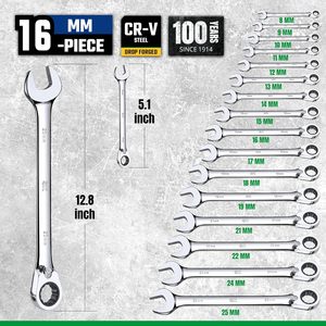 Jeu de clés mixtes métriques 22 pièces 6-32 mm en acier à haute teneur en carbone chromé poli, clés à fourche et à molette, OEM pour réparation automobile et bricolage - Product Image 3
