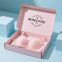 Boîte d'emballage de lingerie romantique rose de qualité supérieure au design libre Boîte d'expédition de type dossier gaufré avec image de marque intérieure gratuite