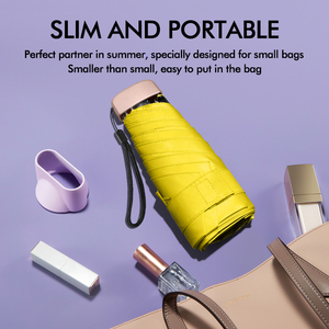 Parapluie de poche super mini à cinq plis de 20 pouces avec revêtement noir, protection UV, design classique de luxe, manuel, en nylon, cadeaux d'affaires - Product Image 6