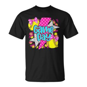 T-shirt de softball Game Day avec design de nœud Coquette Lightning pour les amateurs de softball - Product Image 1