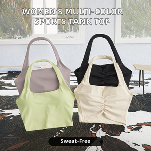 Camiseta Deportiva Corta Fruncida Multicolor para Mujer, Transpirable y Agradable al Tacto, Camisola de Yoga y Fitness con Logotipo Frontal, Uso Interior y Exterior - Product Image 2