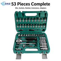 Jeu de douilles à cliquet réversibles CR-V 53 pièces, 1/4, 3/8, 1/2 pouce, outils à main pour atelier de réparation automobile – Vente chaude