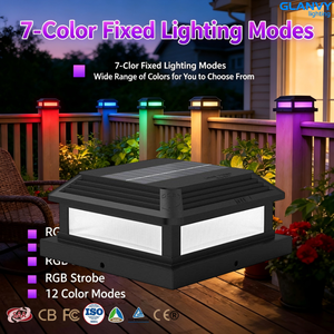 Lampe solaire à pilier RGB, changement de couleur, télécommande, 12 modes, étanche IP44, LED, lampe décorative de jardin extérieure - Product Image 1
