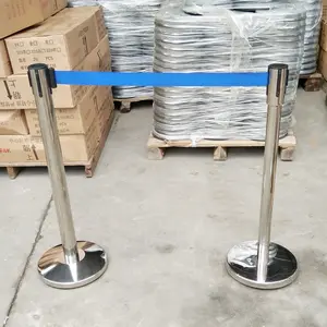Post Crowd Control Barrier Rope Stand Stainless Steel Stanchion With Retractable Belt For Sale