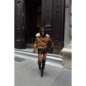 Gabardina Vintage Marrón para Mujer, con Cuello de Piel, Doble Botonadura, Larga, para Invierno y Otoño, Relleno de Algodón y Lana, con Estampado de Encaje - Product Image 5