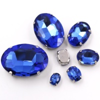 Nouvel Arrivage 20 pièces/sac Strass en verre cristal 3D 9 facettes Forme ovale Tailles assorties Griffes argentées À coudre en vrac