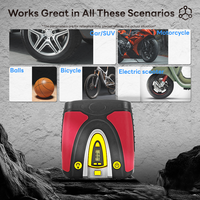 Compresseur d'air portable 12V 100psi ABS avec manomètre numérique détachable - Rétroéclairage bleu 5 LED, lumière d'urgence pour voiture