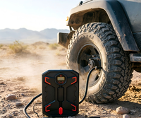 Compresseur d'air numérique portable 12V ABS avec manomètre numérique, gonfleur automatique, lumière d'urgence et adaptateurs de valve